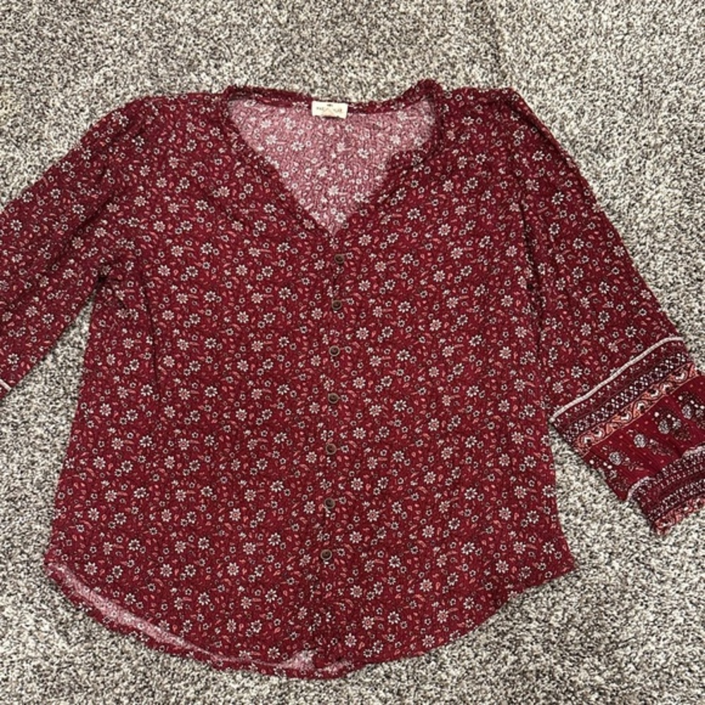 Mason & Belle Maroon Floral Blouse